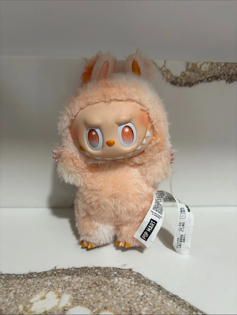 NWOT Labubu Popmart Peach Furry Small Pet Plush Figure